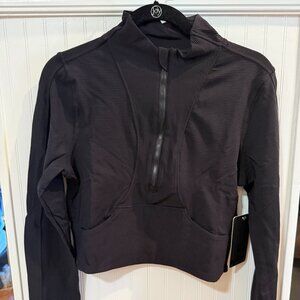 NWT 90 Degree by Reflex Crop Half-Zip Long Sleeve Black Athlesiure Jacket LARGE